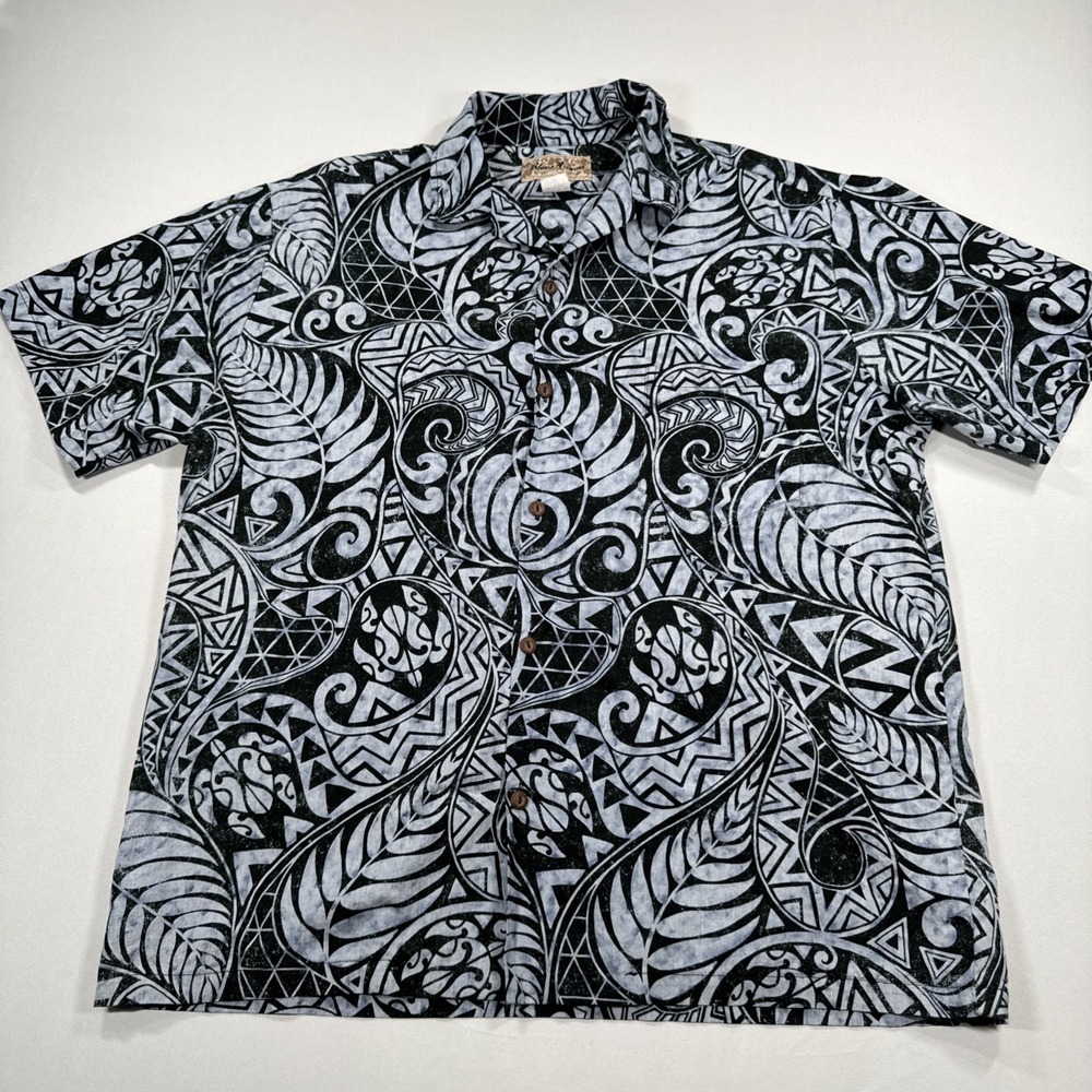 Blue Hawaii Hawaiian Island Short Sleeve Button Down Shirt 100% Cotton Size XL